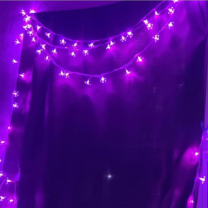 Cute Flower String Lights, USB & Battery Lighted Decorative Fairy Cherry Blossom Indoor Bedroom Tree Branches Hanging, Novelty Floral Lamp for Christmas Easter Wedding Party Birthday Decor (Purple)