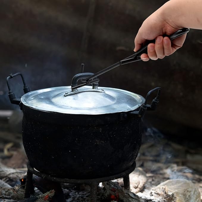 26" Campfire Fireplace Tongs,Folding Finish Camp Dutch Oven Lid Stand and Camp Cast Iron Dutch Oven Lid Lifter Outdoor Tools kits