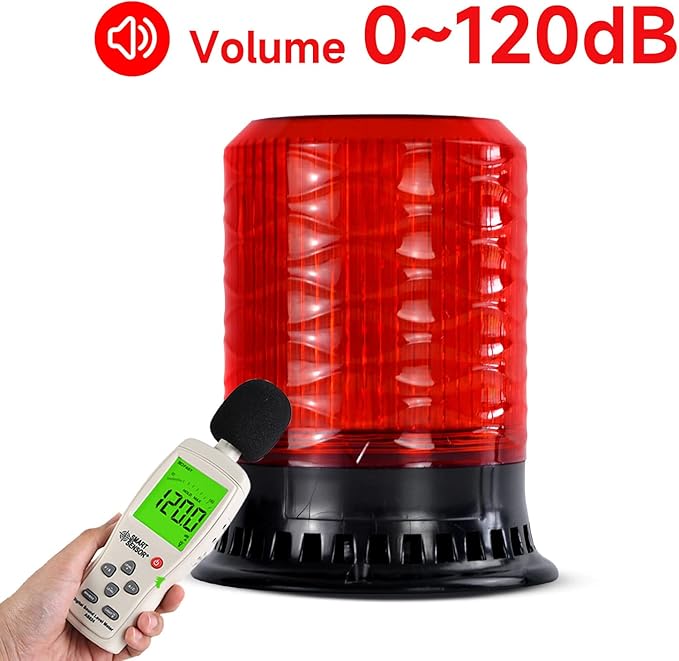 LED Strobe Siren Light Industrial Beacon Warning Light with 9 Tone, 4 Flash Modes 120dB Loud Horn Car Alarm Siren IP65 Waterproof for Vehicles, Truck, Forklift, Workshop Emergency DC10V-30V