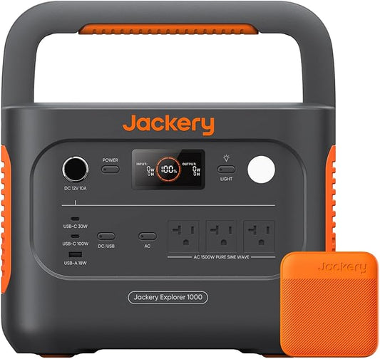Jackery Explorer 1000 v2 Portable Power Station and 3-Port 102W Fast Charger, 1070Wh LiFePO4 Battery,1500W AC/100W USB-C Output, 1 Hr Fast Charge, Solar Generator for for Outdoor, Camping