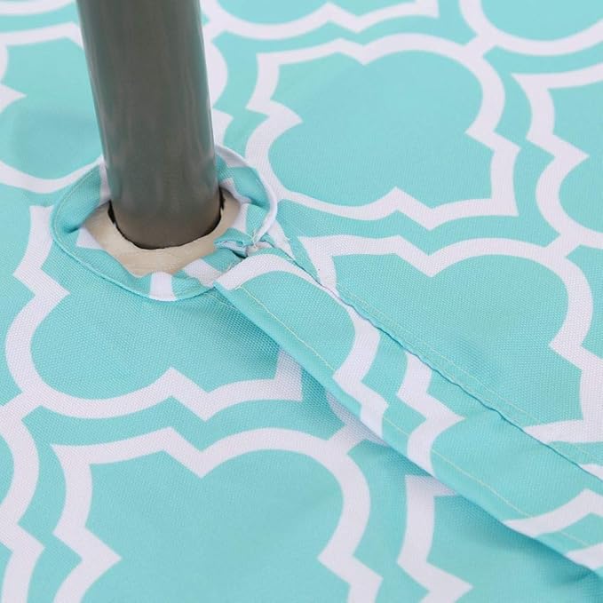 Poise3EHome 60X84 Outdoor/Indoor Waterproof Spillproof Rectangle Tablecloth with Umbrella Hole for Camping, Picnic, Afternoon Tea, BBQ, Aqua Blue