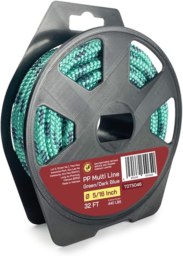 5/16" - 32' (8 mm x 10 m) 16 Strand Strong Heavy-Duty Tactical Paracord, Clothes Line Camping Utility - All-Purpose Lightweight Diamond Braid Rope for Tie, Pull, Swing, Knot