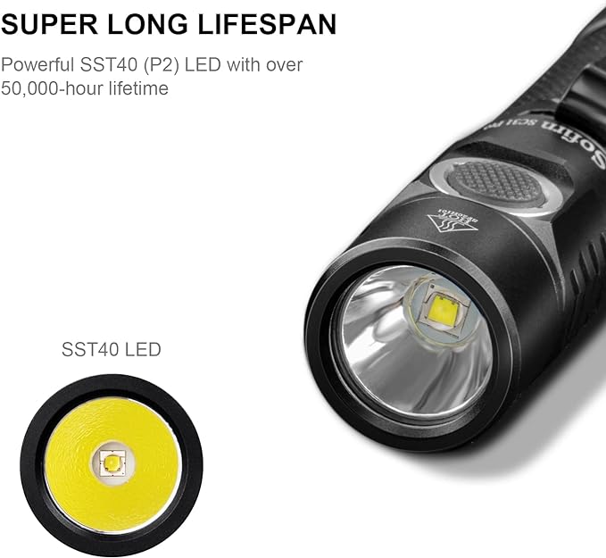 sofirn SC31 Pro 2000 Lumen Flashlight, Rechargeable Flashlight with Powerful SST40 LED 6500K, for EDC Camping Hiking Fishing Dog Walking (Black)