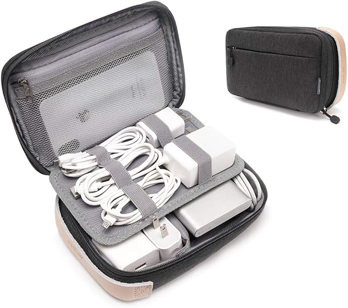 pack all Electronic Organizer, Cable Organizer Bag, Cord Travel Organizer for Cables, Chargers, Phones, USB cords, SD Cards (Black)
