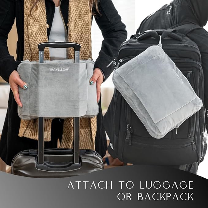 Travel Pillow and Blanket Set - 4-in-1 Ultimate Travel Kit with Memory Foam Pillow, Travel Blanket, Sleep Mask, and Earplugs-Ultimate Comfort and Coziness for Your Journeys - Blue