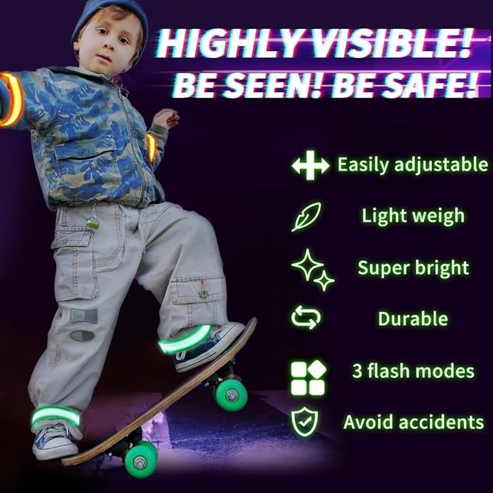 Dilabnba XL Glow Bracelets 6PCS, Reflective LED Bracelets - Adjustable Light Up Arm Bands for Adults Kids Night Running/Cycling Safety, Pet Safety Light, Concerts Rave Party Supplies (Multi-Color)