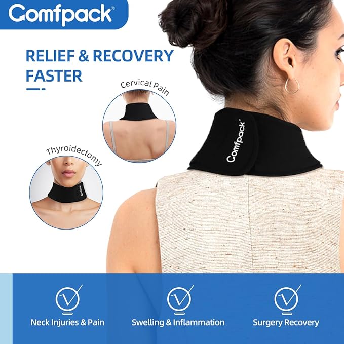Neck Ice Pack Wrap, Cold Compress Ice Packs for Neck Pain Relief, Flexible Cold Pack for Injuries, Sore, Hot Weather, Hot Flashes, Tonsillectomy, Thyroidectomy Surgery