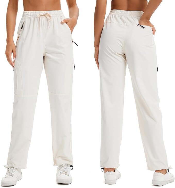 Womens Hiking Pants Quick Dry UPF 50 Lightweight Travel Golf Cargo Safari Pants Zipper Pockets