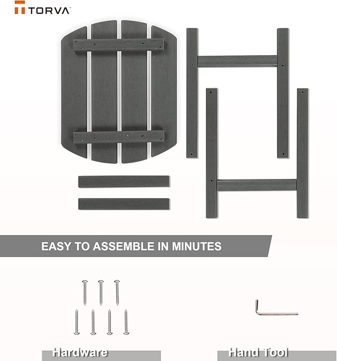 TORVA Patio Adirondack Side Table, Outdoor End Tables All-Weather Resistant HDPE Humidity-Proof Long Time Use for Deck, Lawn,Garden, Porch, Backyard End Table（Gray Color-1 Tier）