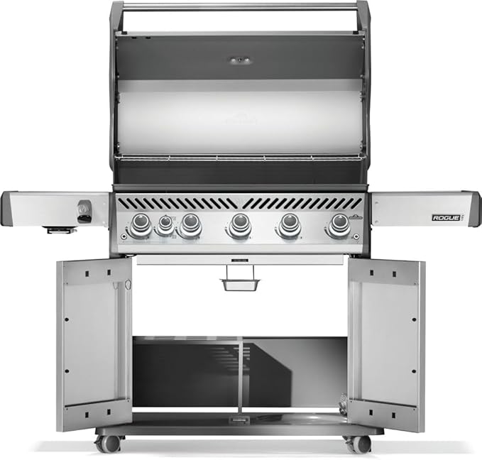Napoleon Rogue PRO 625 Natural Gas Grill with Infrared Side Burner, Stainless Steel, Durable 6-Burner BBQ