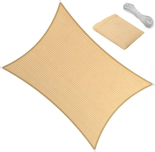 13' x 25' Beige Outdoor Sun Shade Sail Canopy ??UV Resistant Permeable Awning Fabric for Patio, Garden, Backyard, Pergola, Carport, Lawn Shelter Cover