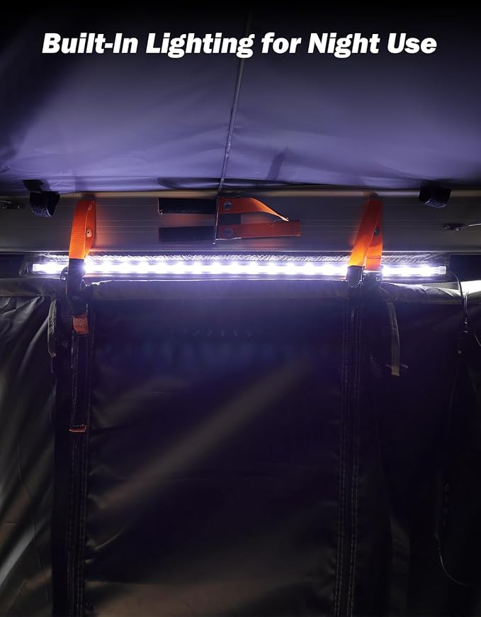 Car Shower Tent with Roof, Full Privacy Protection, Dry and Wet Separation Zones and Pockets, 1000D Waterproof Awning Shower Tent, Heavy-Duty Stakes, Outdoor Shower Enclosure for Overland SUVs