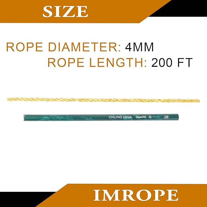 4mm x 200 Feet Yellow Jute Rope, Twine for Gardening Tomato Climbing Plant Tie Floristry Crafts Gift Wrapping Packing Decor