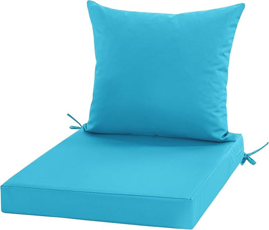 Outdoor Chair Cushions, Waterproof Outdoor Cushions for Patio Furniture w/Fade-Resistant, Removable & Machine-Washable Covers, 19x19 Inch, Ideal for Seat in Gardens/Porch – Set of 1/2/4, Teal