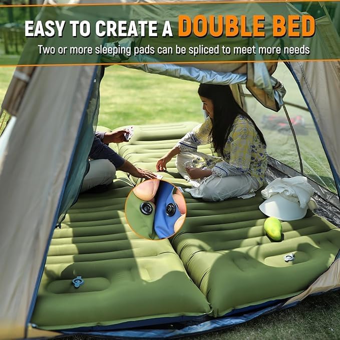 Camping Sleeping Pad, Ultralight Camping Pad with Pillow Built-in Foot Pump Inflatable Sleeping Mat Compact for Camping Backpacking Hiking Traveling
