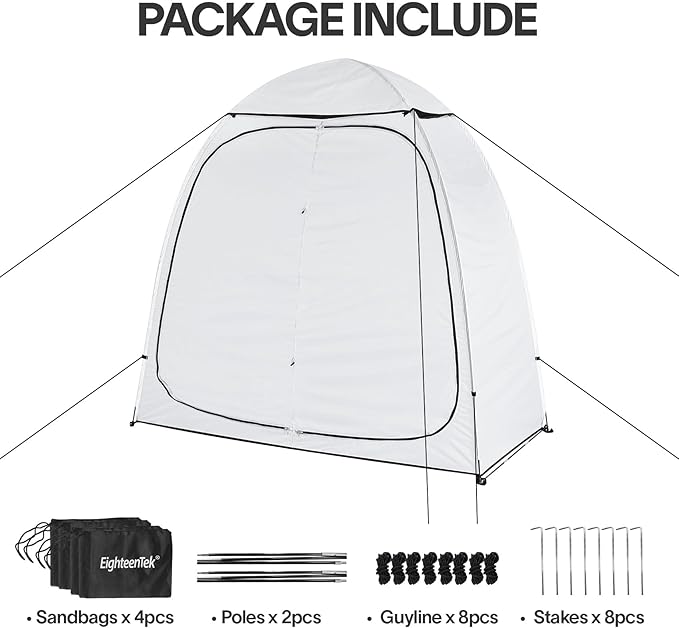 EighteenTek Shower Tent Camping, 2-Room Portable Changing Room, Outdoor Shower Enclosure, Pop Up Privacy Tent Shelter with Floor & Doors, Waterproof & Lightweight, Camping Toilet Bathroom