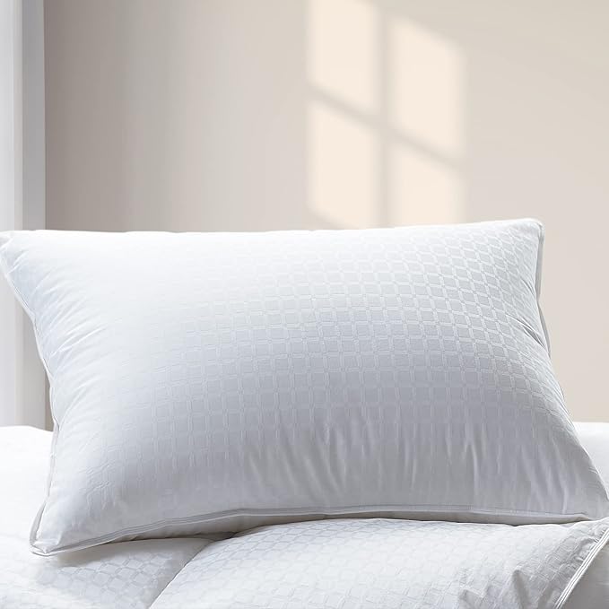 Cuddledown Dreamstead Premium Sleeping Pillow| European White Goose Down | 700 Fill Power | 300 Thread Count 100% Cotton Shell | Windowpane Weave | Hypoallergenic | Handcrafted | King – Medium