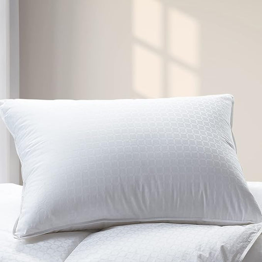 Cuddledown Dreamstead Premium Sleeping Pillow| European White Goose Down | 700 Fill Power | 300 Thread Count 100% Cotton Shell | Windowpane Weave | Hypoallergenic | Handcrafted | King – Firm