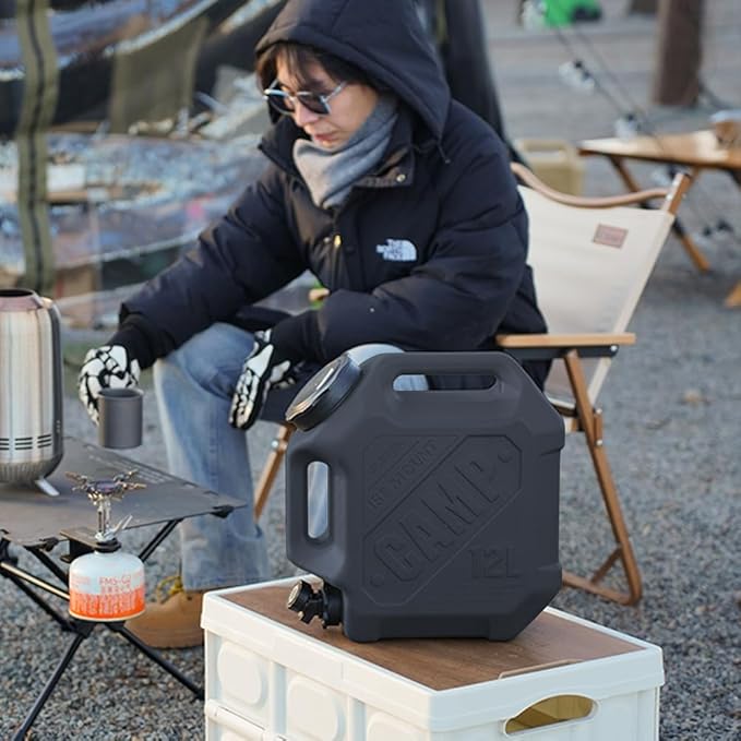 3.2 Gallon Water Jug with Spigot, Portable Water Tank BPA Free, Leak-Proof Water Containers for Camping Water Storage Containers for Emergency Outdoor Hiking Picnic, Green/Black/Yellow