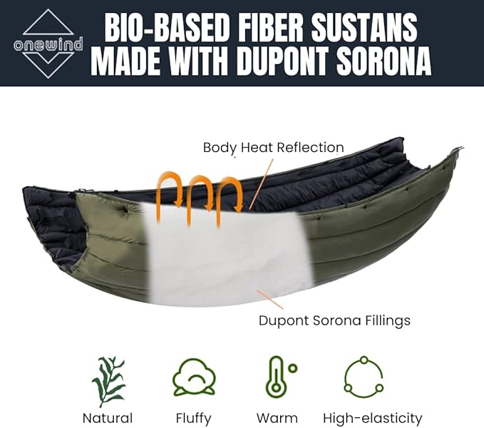 onewind Double Hammock Underquilt Warm Insulation Ultralight 3-4 Season Camping Quilt, Portable for Hiking, Backpacking