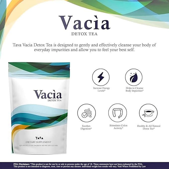 Tava Vacia - Cleansing Tea with Cassia Angustifolia, Carica Papaya, Matricaria Chamomilla, and Fiber Dextrin, Supports Wellness, 30 Counts - 2 Pack