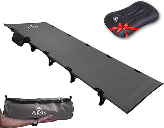 Ultralight Camping Cot for Adults and Kids; Supports up to 330lbs; 4.85lbs Ultralightweight Portable Camping Bed for Hiking, Camping and Backpacking with Carry Bag (Grey)