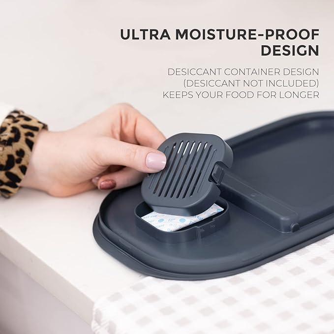 Zuutii Rice Storage Container,Food Container, Dry Food Storage, Pet Food Dispenser, 11lbs/6.9Qt Large Storage Bin with Lid,Silicone Ring & Moisture Proof, for Grain Cereal Soybean Corn, Black