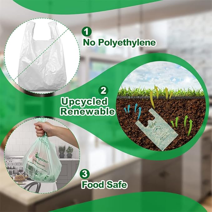 100% Certified Home Compostable Produce Bags, 1000 Count, 14 x 18 Inches, Hold Up to 14 Lbs, ASTM D6400, EN 13432, US BPI & Europe OK Compost Home Certified