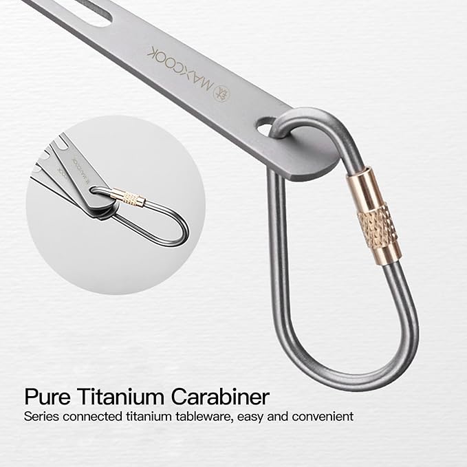 Titanium Camping Utensil Set Lightweight Titanium Flatware Knife Fork Spoon with Carrying Bag for Traveling Picnic Hiking