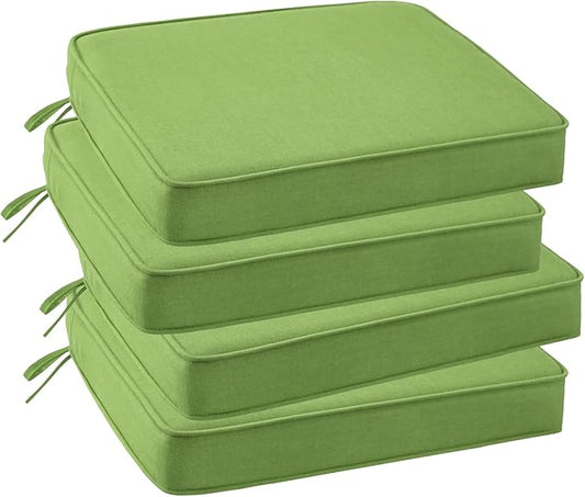 Outdoor Sunbrella Square Corner Seat Cushion, 18.5"x16"x3", Set of 4, Non Slip Seat Cushion Pads with Removable Cover for Patio Furniture, Garden Yard Lawn, Canvas Ginkgo