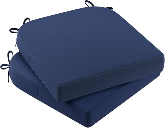 AAAAAcessories Outdoor Seat Cushions for Chairs, Waterproof, Fade-Resistant Patio Furniture Replacement Cushions, 17" x 16" x 2", Set of 2, Navy Blue