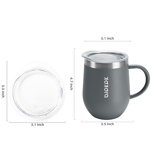 BJPKPK 2 pcs Insulated Coffee Mug, 12 oz Stainless Steel Insulated Coffee Tumbler with Lid for Hot Drinks & Cold Drinks-Gray