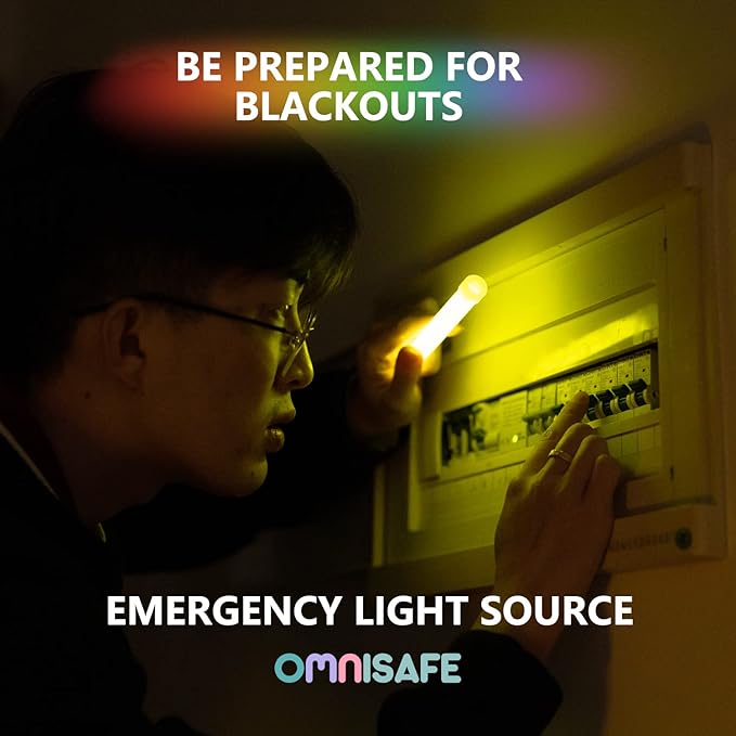 96 Ultra Bright Large Glow Sticks with 96 Black PE String, Multi Use Colourful 6 Inch Glowsticks for Parties, Camping, Emergency Glow Sticks For Blackout, Long-lasting Lighting Waterproof and