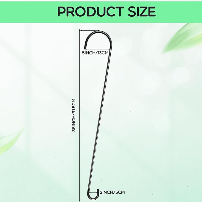 3 Pack 36 Inch Large S Hooks for Hanging Plants Black Metal Plant Hanger Long Tree Hooks Plant Hooks Outdoor Hanging Hooks for Tree Branch, Bird Feeder, Basket, Lantern Indoor Closet Garden