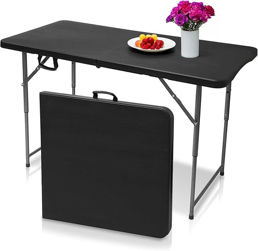 4ft Folding Table, Sturdy Outdoor Folding Table, Perfect for Camping Picnics Parties Durable Foldable Table with Easy Setup Ideal Portable Folding Tables for Indoor & Outdoor Use