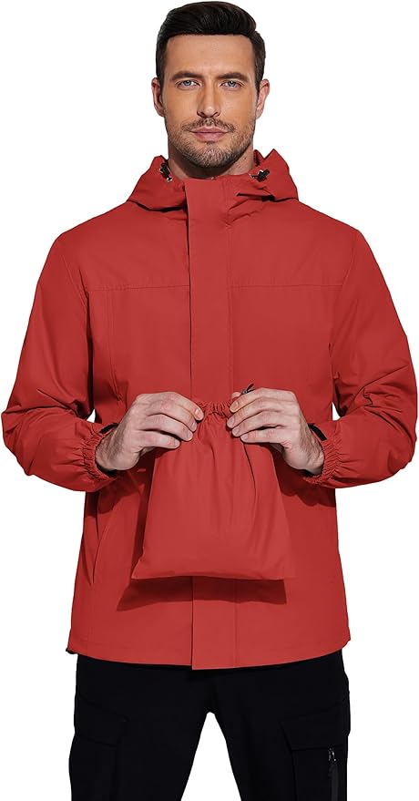COOFANDY Men's Rain Jacket Waterproof With Hood Lightweight Packable Shell Raincoat Windbreaker For Cycling Golf Travel
