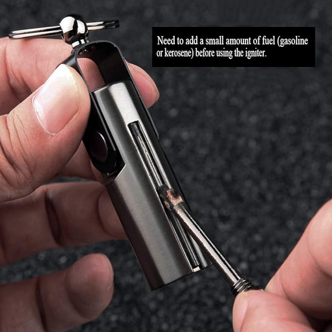 Permanent Match, Keychain Flint Matchstick Fire Starter Forever Match, Reusable Waterproof Flint Lighter for Outdoor Camping Emergency Survival black