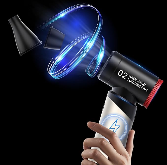 Powerful 110000RPM Electric Air Duster, Portable 3-Speed Cordless Blower with Blow & Exhaust Mode for Fast Car Drying, Deep Keyboard Cleaning, Air Conditioner, Camping Gear, Inflatables & BBQ