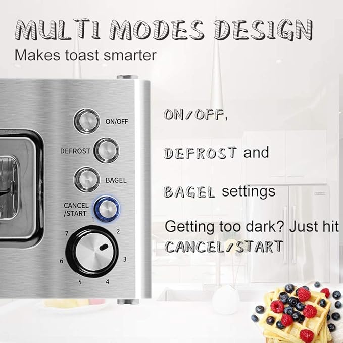 Toaster 2 Slice, CUSIMAX Toaster Long Slot with Glass Window Bagel Toasters, Artisan Bread Toaster Stainless Steel Wide Slot with Automatic Lifting, Slide-out Glass Panel and Removable Crumb Tray, Black Toaster