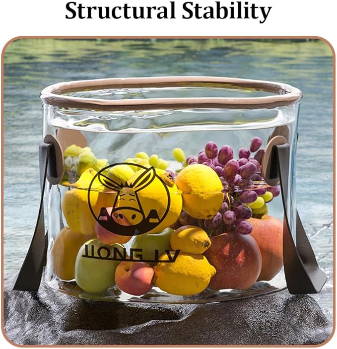 YUEWO Portable Collapsible Bucket with Handle Foldable Wash Basin Multifunctional Water Container Sink for Fishing, Camping, Hiking, Backpacking, Outdoor Survival, Car Washing