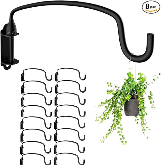 16 Pack Plant Hanger Bracket Wall Mounted Hooks for Hanging Bird Feeder, Flower Bracket, Anti Rust Metal Lanterns 12 Inches (12 in 16P)