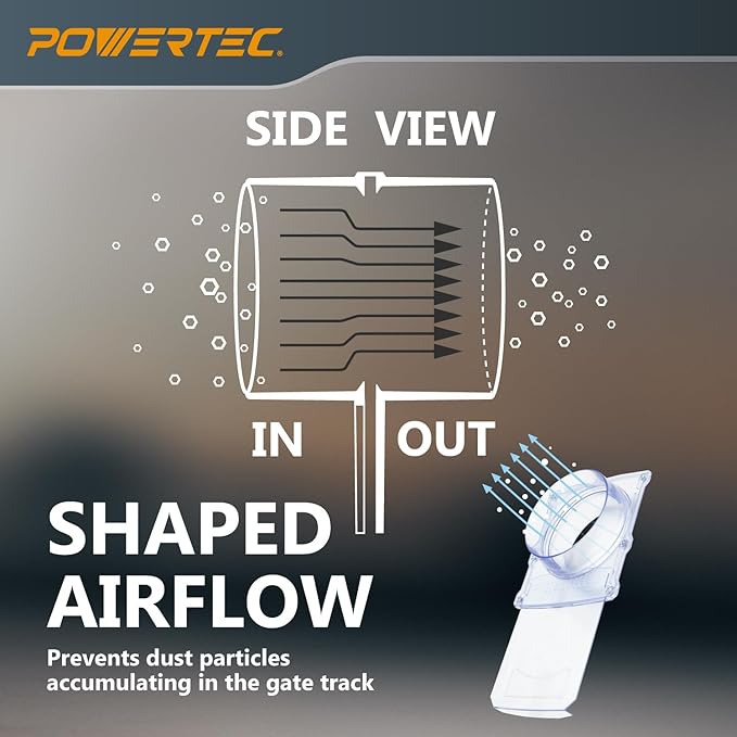 POWERTEC 6 inch Blast Gate, Clog Resistant & Anti Gap Tapered ABS Plastic Fitting for Dust Collector, Dust Collection Fittings, Dust Collection Hose, Shop Vac, Hose Clamps, 1PK (70442)