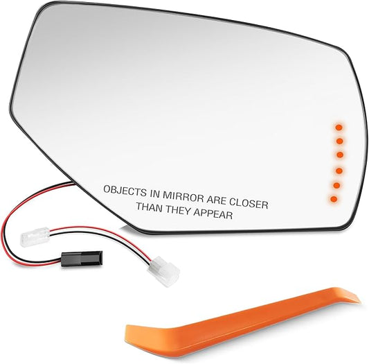 Passenger Side Mirror Replacement for 2014-2017 Chevy Silverado 1500 2500HD 3500HD, 2015 2016 2017 GMC Sierra 1500 2500 HD 3500 HD - Mirror Glass with Turn Signal, Right Heated, GM1325146