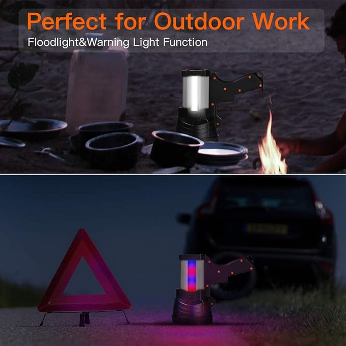 BUYSIGHT Rechargeable Spotlight,1000,000-Lumen Spot Lights Hand held Large Flashlight Handheld Spotlight Lightweight and Super Bright Flashlight (Aluminium_Alloy Silver)