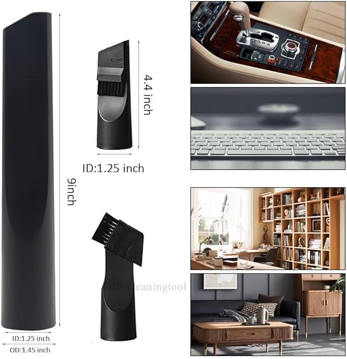 10 Pcs Vacuum Attachments Fit for Shop Vac Accessories - 1 7/8" to 1" Vacuum Hose Adapter, 1 1/4 inch Vacuum Extension Wand, 1 1/4" Vacuum Cleaner Accessories Brush Kit, Flexible Crevice Tool