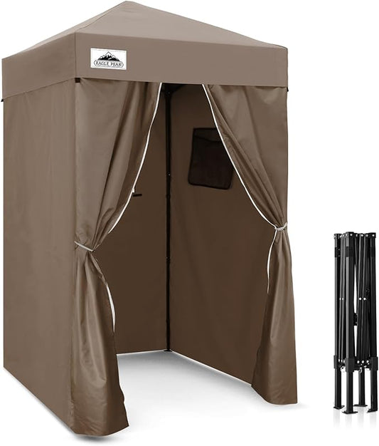 EAGLE PEAK EAGLE PEAK Flex Ultra Compact Pop-up Canopy, Sun Shelter, Changing Room, Portable Privacy Canopy Cabana, 4x4ft Canopy Tent, for Pool, Fashion Photoshoots, or Camping Brown