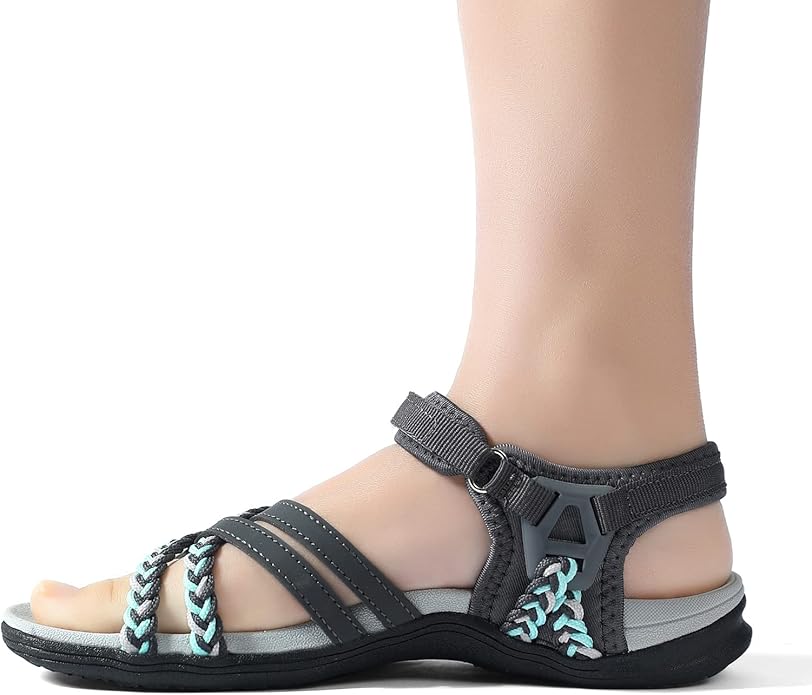 UBFEN Womens Hiking Comfort Sport Sandals Beach Vacation Camping Casual Sport Sandals with Adjustable Straps and Arch Support