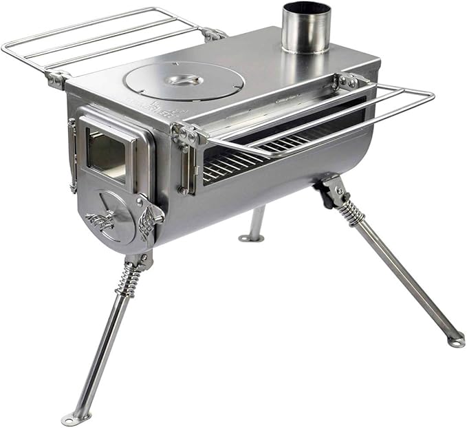 Winnerwell Woodlander Double-View Medium Tent Stove | Portable wood Burning Tent Stove for Tents, Shelters, and Camping | 800 Cubic Inch Firebox | Stainless Steel Construction | Includes Chimney Pipe