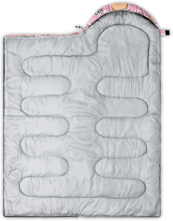 AILONEN Pink Lovely Rabbit Sleeping Bag for Girls Kids Adults,Warm and Cool Weather,Lightweight,Waterproof Backpacking,Cartoon Flowers Printed Bunny Sleeping Bag for Camping