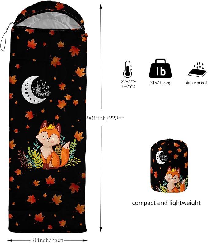 Galaxy Wolf Camping Sleeping Bags Warm & Cool Weather Waterproof Backpacking Blue Purple Starry Sky Sleeping Bag All Seasons Camping, for Adult Kids Boy Girls Camping Gear Equipment, Traveling